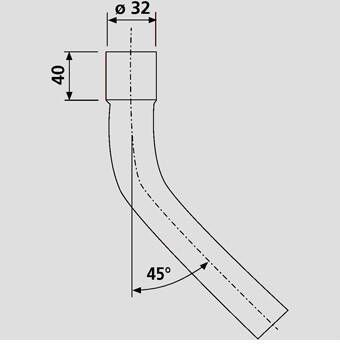 valpijpbocht t.b.v hooghangend reservoir 90° Ø33x35mm 24x35cm wit