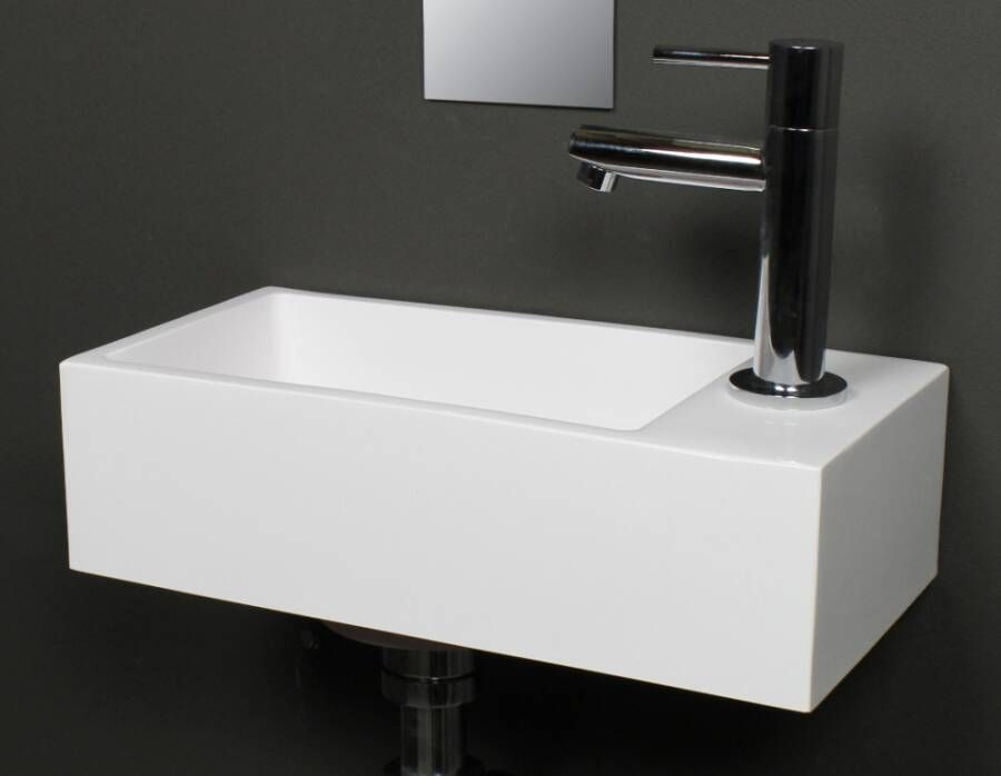 Sub 066 fontein 36x18 cm met 1 kraangat rechts zonder overloop wit