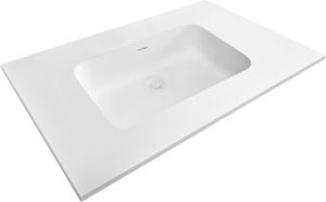 Sub 148 wastafel solid surface 60x45 cm zonder kraangat mat wit