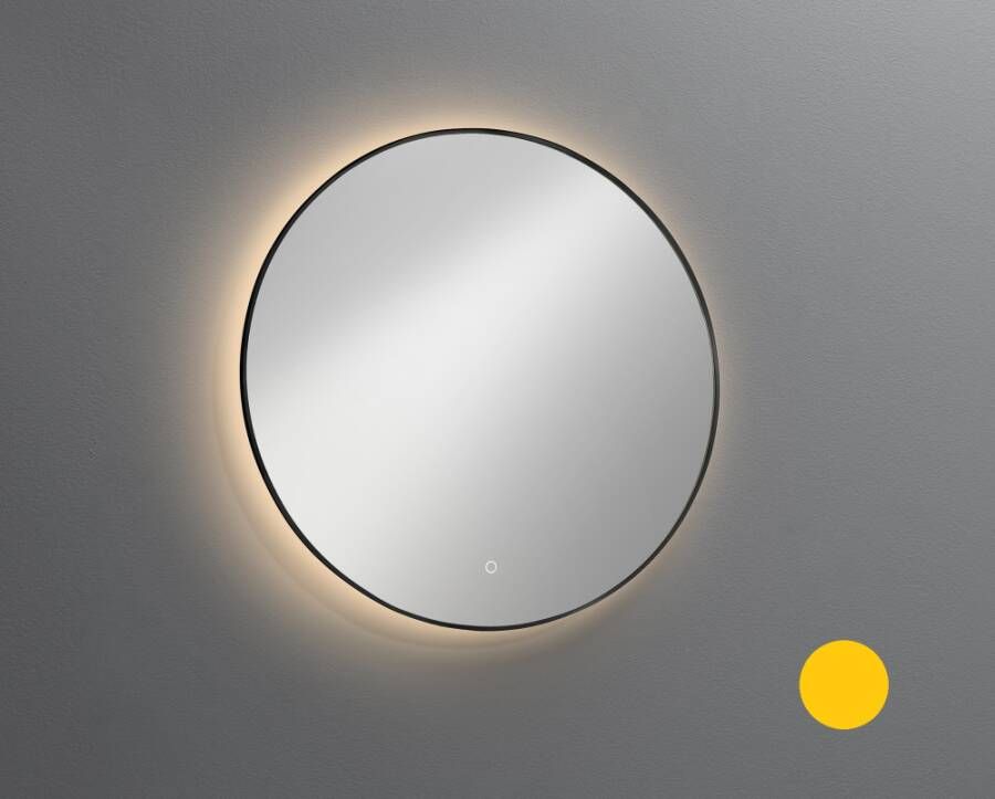 Royal Plaza Merlot spiegel 100x100cm Rond led verlichting geintegreerd IP44 Glas Goud mat