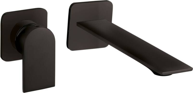 Sub 200 afdekset ééngreeps wastafelkraan greep links en uitloop 18 cm mat zwart