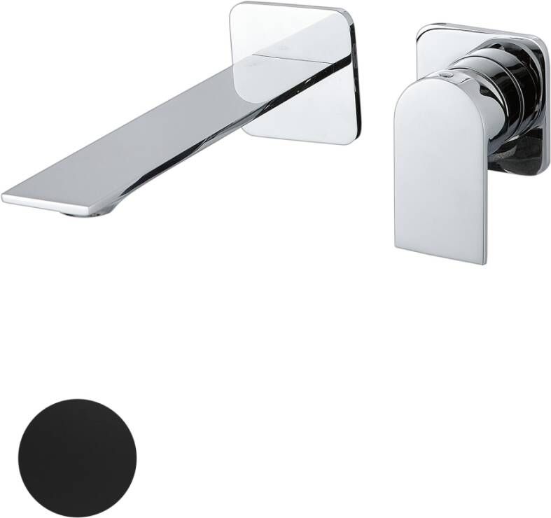 Sub 200 afdekset ééngreeps wastafelkraan greep rechts en uitloop 18 cm mat zwart