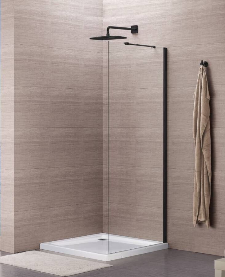 Royal Plaza Hendra zijwand 80X195cm helder clean mat zwart