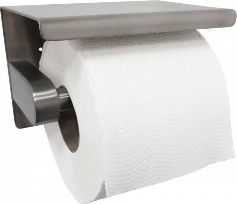 Wiesbaden enkele toiletrolhouder zonder klep geborsteld RVS