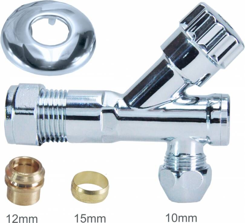 Riko hoekstopkraan + filter 12 15mm x 10 knel chroom 53.4554 - Foto 5