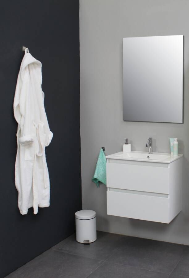 Sub Online onderkast met porseleinen wastafel 1 kraangat met spiegel 60x55x46cm hoogglans wit