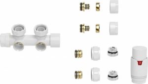 Sub set thermostatisch onderblok haaks links rechts glanzend wit