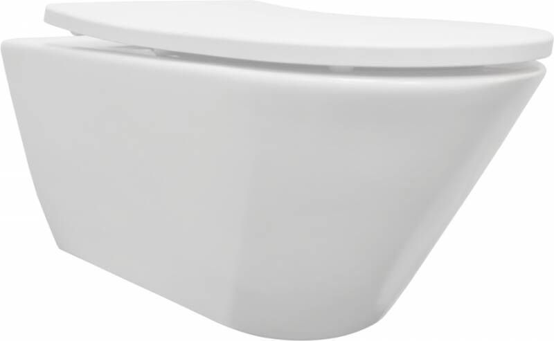 Sub StereoLine rimless hangend toilet met softclose- en quick release-zitting mat wit