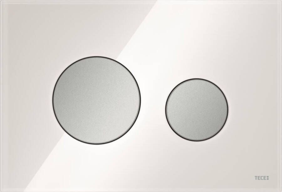 TECE Loop wc-bedieningsplaat van glas voor duospoeling met toetsen mat chroom 22 x 15 x 1 cm wit