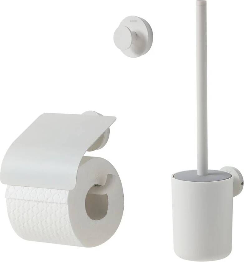 Tiger Urban Toiletaccessoireset Toiletborstel met houder Toiletrolhouder met klep Handdoekhaak Wit 4008911316414