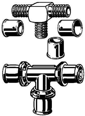 Viega Fosta xl pers t-stuk 2718 63 mm. brons