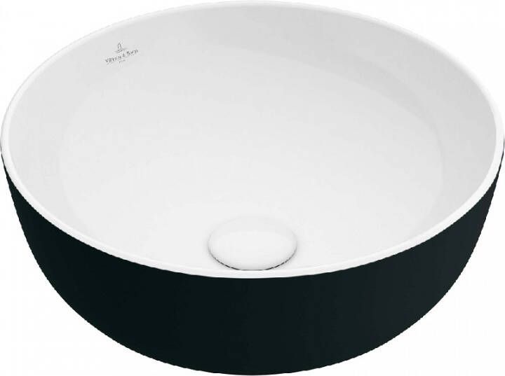 VILLEROY&BOCH Villeroy&amp Boch Artis Opzetwastafel rond wand verhoogde voet geen overloop 430 x 430mm(DxB ) gitzwart