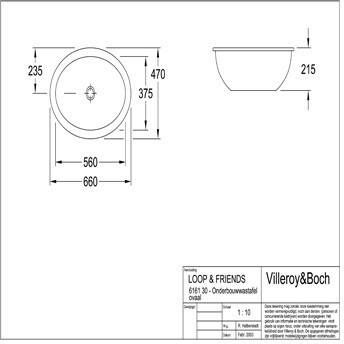 Villeroy & Boch Loop & Friends ovale onderbouwwastafel zonder kraanplateau met overloop en bevestigingsset 21 5 x 48 5 x 32 5 cm wit alpin