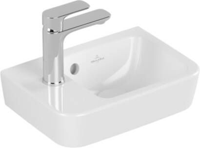 Villeroy & Boch O.novo compact fontein met kraangat links en overloop CeramicPlus 36 x 25 cm wit alpin