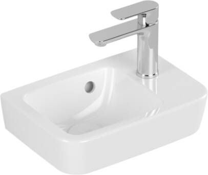 Villeroy & Boch O.novo compact fontein met kraangat rechts en overloop CeramicPlus 36 x 25 cm wit alpin