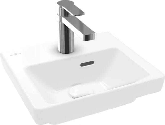 VILLEROY&BOCH Villeroy&amp Boch Subway 3.0 fontein 370x305mm voor 1 gat armatuur kraangat doorgestoken met overloop. Alpin wit - Foto 3