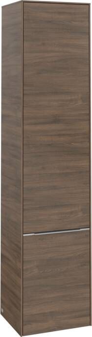 Villeroy & Boch Subway 3.0 hoge kast met 2 linksdraaiende softclose deuren met aluminium glanzende greep 1 vast schap en 4 glazen planchetten 40 x 34 6 x 171 cm arizona oak - Foto 1