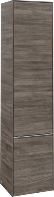 Villeroy & Boch Subway 3.0 hoge kast met 2 rechtsdraaiende softclose deuren met aluminium glanzende greep 1 vast schap en 4 glazen planchetten 40 x 34 6 x 171 cm graphite - Foto 1