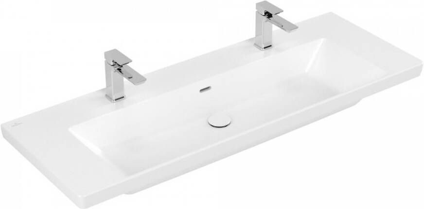 VILLEROY&BOCH V&amp B Subway 3.0 meubelwastafel 1300x470mm. Voor 2 1 gat armaturen kraangat gestoken met overloop. Wit alpin