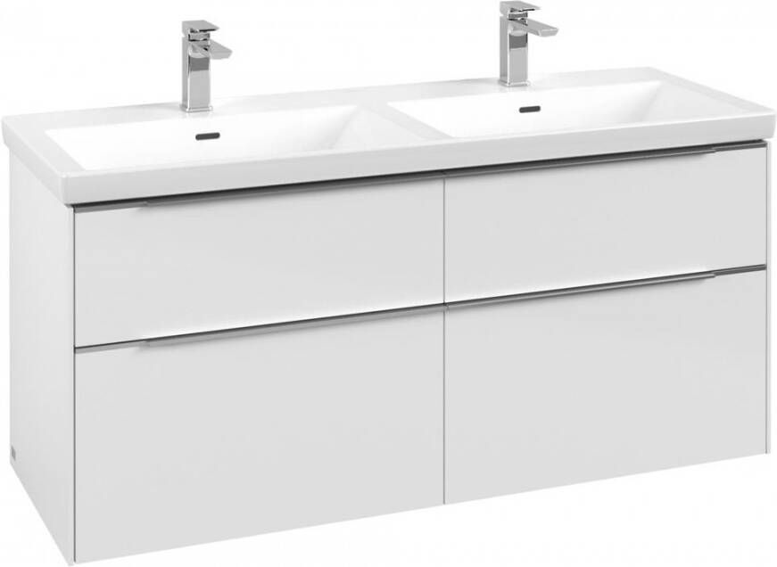 Villeroy & Boch Subway 3.0 wastafelonderkast met 4 softclose lades en aluminium glanzende greep 127 2 x 46 2 x 57 6 cm brilliant white