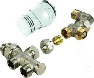 COMAP 2 pijps aansluit set type 915E recht met bocht inclusief Senso thermostaatkop