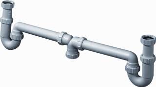 McALPINE Universeelsifons duplex sifoncombinatie in hoogte verstelbaar met komo keur 6 4 x40mm met wasmachine aansluiting centrisch 0055370 - Foto 2