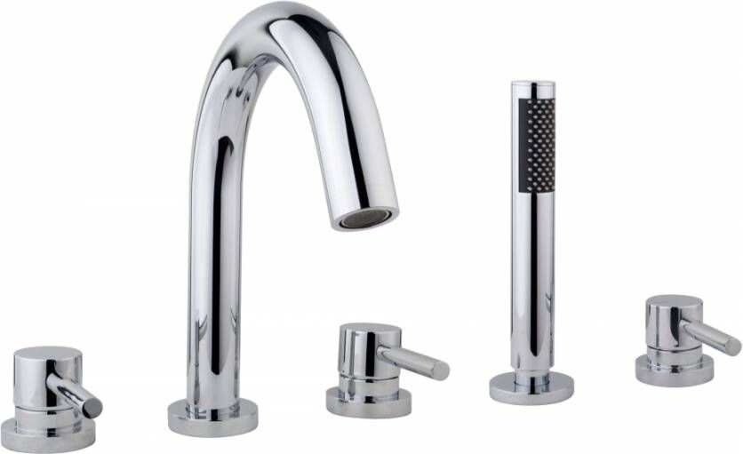 Xellanz Badkraan Caral Mengkraan Inbouw Rond Glans Chroom 3 Greeps 5 Gats met Handdouche - Foto 4