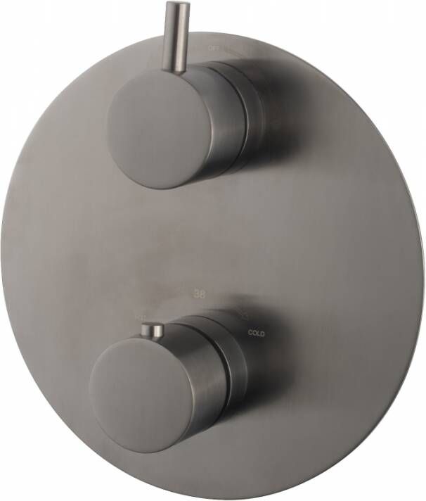 Wiesbaden Douchekraan Caral Afbouwdeel Thermostatisch Rond 2 Weg Omstelling Gunmetal 2 Greeps
