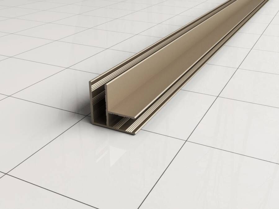 Wiesbaden Slim | hoekprofiel | 200 cm voor glaswand 8 of 10 mm| geborsteld messing