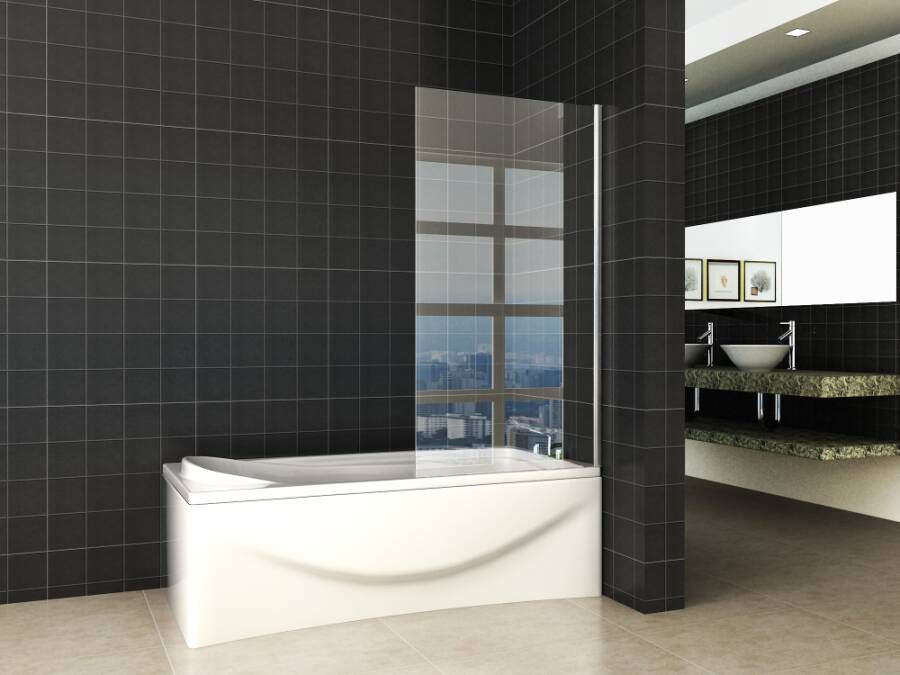 Wiesbaden Badwand 80x150 cm Antikalk Helder Glas Glans Chroom Profiel 6mm Veiligheidsglas - Foto 4