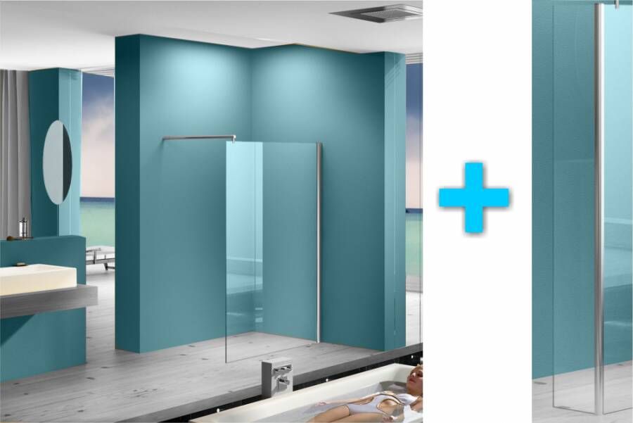 Xellanz Inloopdouche Eco met Zijwand 90x200cm 30x200cm Antikalk Helder Glas Chroom Profiel 8mm Veiligheidsglas Easy Clean - Foto 5