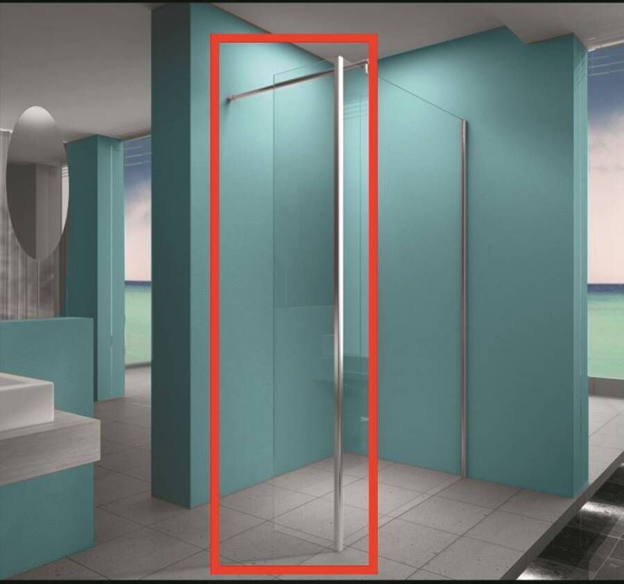 Wiesbaden Eco zijpaneel 40 x 200 cm met hoekprofiel voor inloopdouche chroom met 8 mm NANO helder glas