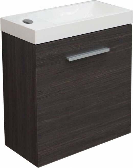 Xellanz Toiletmeubel Emma Hangend 50x50x25cm MDF Houtnerf Grijs Softclose Kunstmarmeren Wasbak - Foto 4