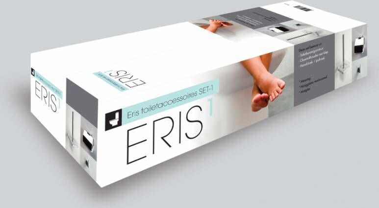 Wiesbaden Eris accessoire-set toiletborstel+toiletrolhouder+haak hoekig chroom - Foto 2