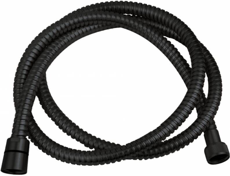 Wiesbaden Doucheslang UniMatch | 150 cm | Messing | Geribbeld | Zwart mat - Foto 3