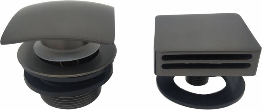 Wiesbaden Set knop plug badoverloopcombinatie met vulfunctie vierkant Gunmetal 29.2982