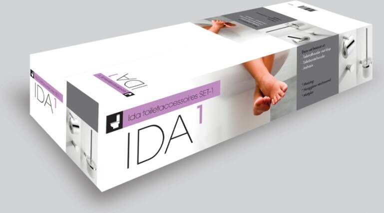 Wiesbaden Ida accessoire-set toiletborstel+toiletrolhouder+haak rond chroom - Foto 2