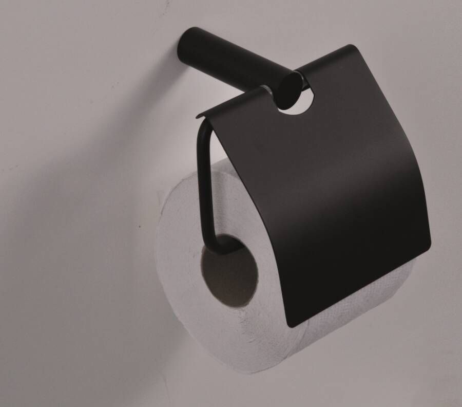 Wiesbaden Ida toiletrolhouder met klep wandmontage matzwart