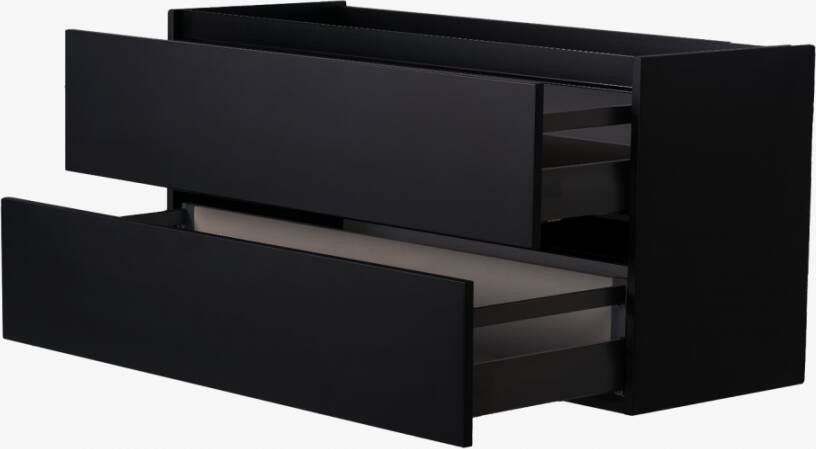 Wiesbaden Badkamermeubel Onderkast Marmaris Hangend 120x46x58cm MDF Mat Zwart Gelakt Softclose Greeploos 1 Uitsparing - Foto 5