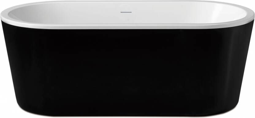 Wiesbaden Nero vrijstaand acryl ligbad inclusief waste 178x80 cm zwart wit