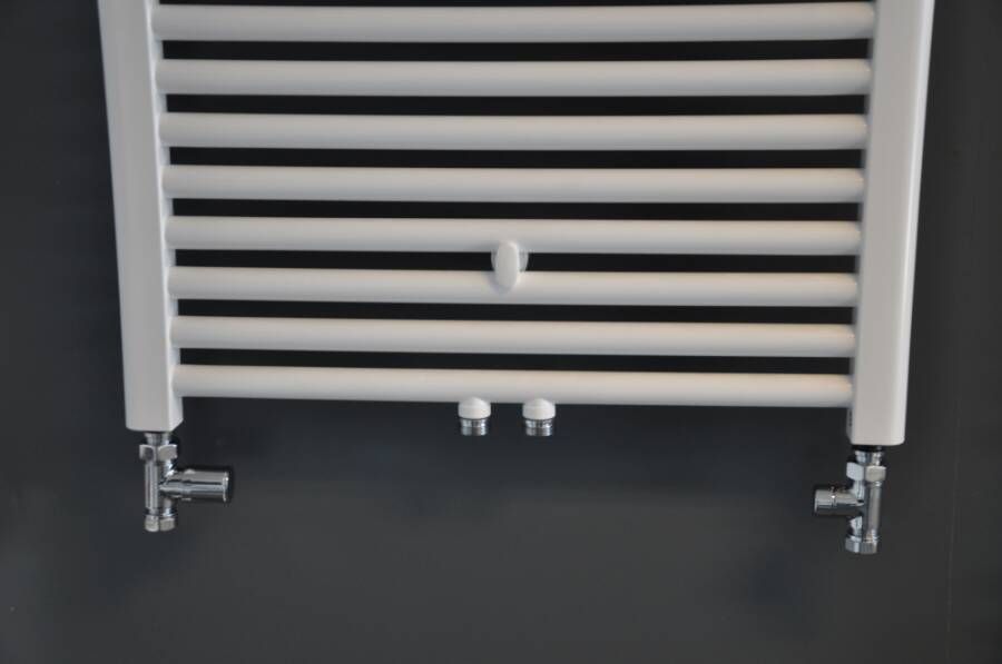 Wiesbaden Riko luxe radiator aansluitset recht chroom wit