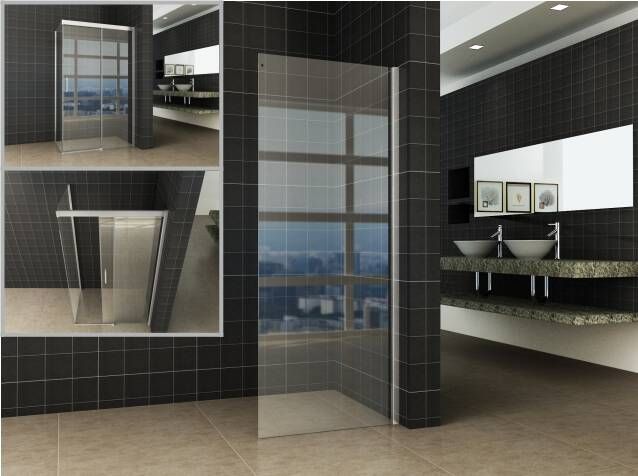Wiesbaden Inloopdouche Side Zijwand 80x200 cm met 8mm Veiligheidsglas voor Softclose 2.0 Schuifdeur en Slide Nisdeur 80cm