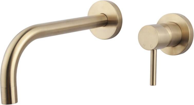 Wiesbaden Wastafelkraan Inbouw Slim Twenty Afbouwdeel Mengkraan Rond Geborsteld Goud 1 Greeps