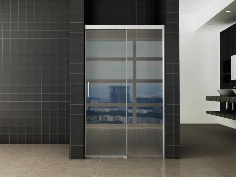 Wiesbaden Douchedeur Nisdeur Schuifdeur 140x200cm Antikalk Helder Glas Chroom Profiel 8mm Veiligheidsglas Softclose - Foto 2