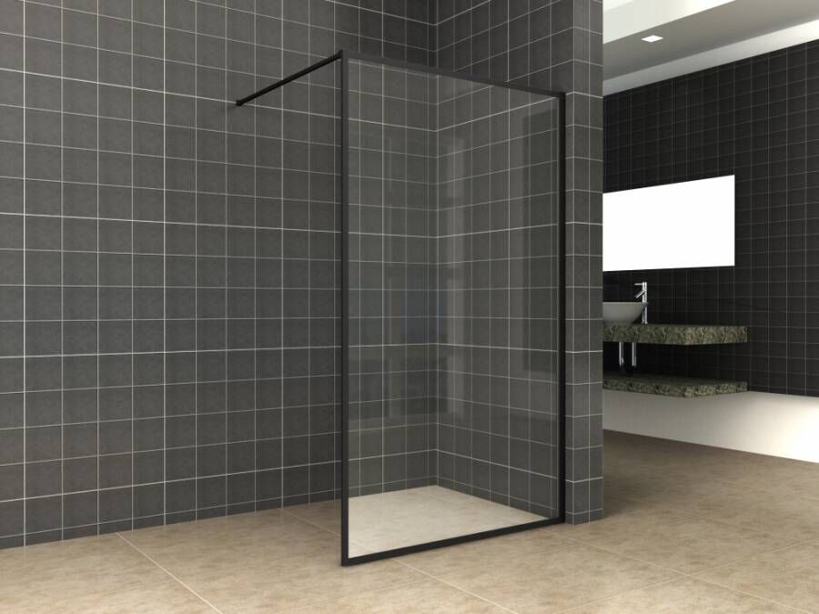 Wiesbaden Inloopdouche Square 110x200cm Antikalk Helder Glas Mat Zwart Profiel 10mm Veiligheidsglas Easy Clean - Foto 4