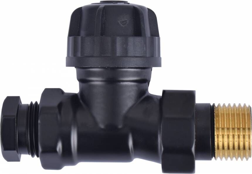 Riko Thermostatisch Radiatorventiel 1 2" Recht zonder Knop met Adaptor Mat Zwart
