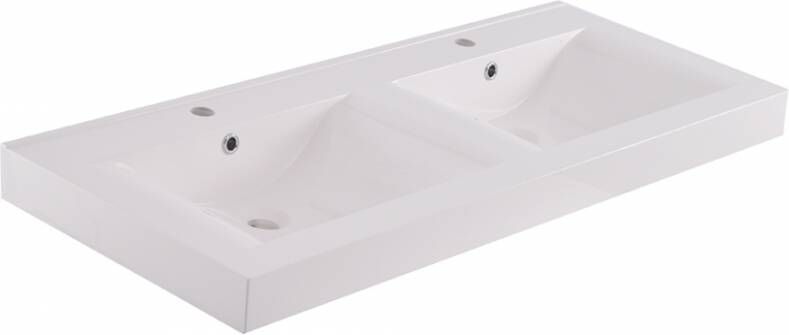 Xellanz Wiesbaden Tigris wastafel dubbel met 2 kraangaten 120x46x8 cm kunstmarmer glans wit 38.6103 - Foto 2