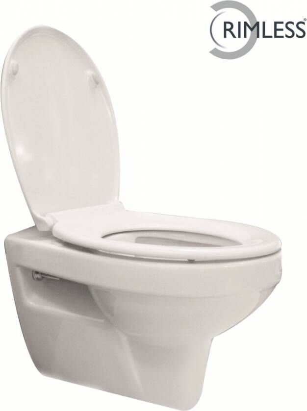 Xellanz Toiletpot Hangend Trevi 53x36.5x36cm Wandcloset Keramiek Diepspoel Nano Coating EasyClean Rimless Glans Wit met Softclose Toiletbril - Foto 6