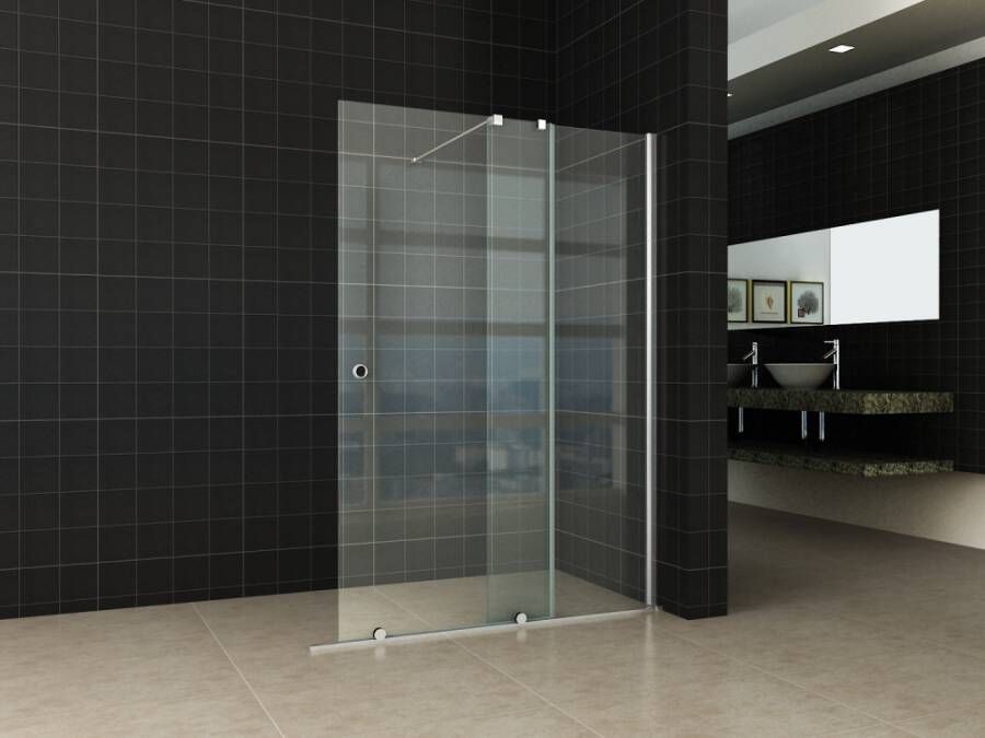 Wiesbaden Douchedeur Miami Verlengbaar Schuifdeur 100x200cm Antikalk Helder Glas Chroom Profiel 10mm Veiligheidsglas op Rail - Foto 6