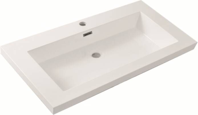 Wiesbaden Meubelwastafel Vision Rechthoek 80x47x5 5cm Kunstmarmer Glans Wit 1 Kraangat Overloop - Foto 4